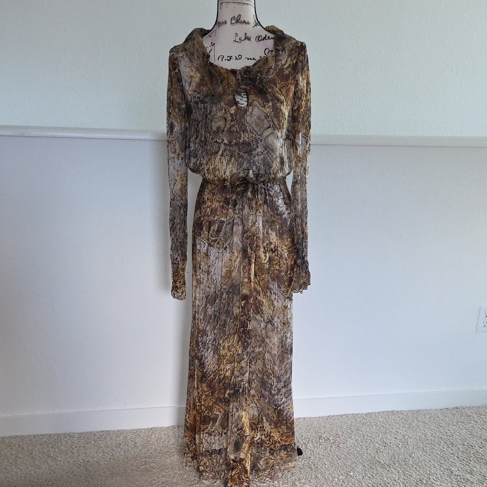 Globe Silky Feeling Maxi Snake Print Dress